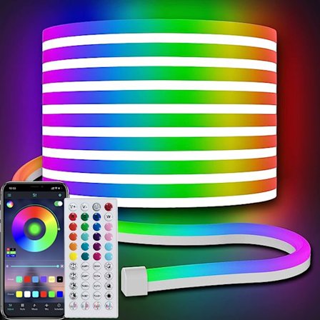 Neonrep 10M, RGB LED-stribe med app-fjernbetjening, musiksynkronisering farveændrende vandtæt fleksibel LED-lysstribe
