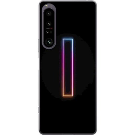 Yhteensopiva Puhelinkuori Sony Sony Xperia 1 IV Minimalistinen neonkirjain I sateenkaaren väreissä tummaa taustaa vasten