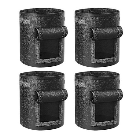 Kartoffeldyrkningsposer 10 N med flap, 4 stk. Planteposer i nonwoven med robuste håndtag, velegnet til kartofler, tomater, gulerødder og mere