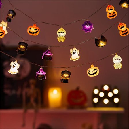 Halloween Ljusslinga, 3 m 20 LED Batteridriven med Timer och 8 Blinkande Lägen_OF