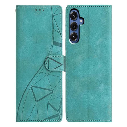 Kompatibel med Samsung Galaxy S25 Etui Pungstativ Præget Trekantsmønster Læder Telefon Flip Etui-lingling} Multicolor