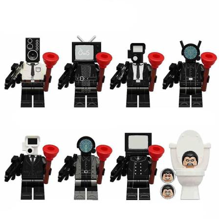 8 stk/sett Skibidi toalettbyggesteiner Minifigur Actionfigurer Leker[GL]