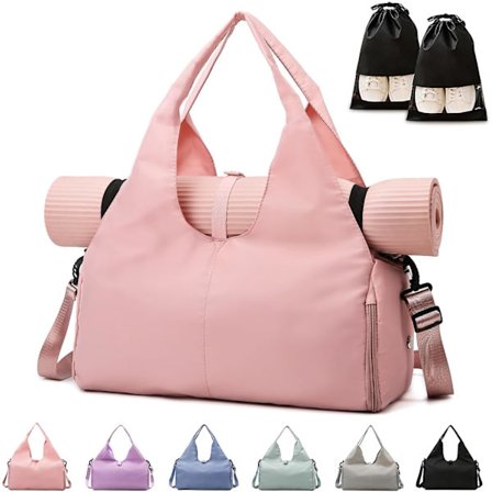 Endast pakke Gym Bag Kvinner, Yogamatteveske Sport Reiseveske, Vanntett Sport Gym Bag for Sport Reise Vandring Rosa
