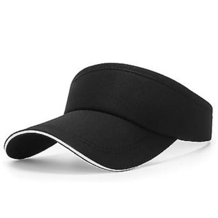 Solskjerm Herre Dame Golf Tennis Strand Caps Justerbar Sommer Ensfarget (Svart)
