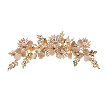 Håndlavet Rhinestone Sideklips Retro Guld Blomst Hår Brud Bryllup Hår Tilbehør Til Kvinder Og Piger Golden 16x5cm