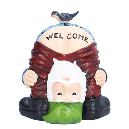 Havefigur i form af havenisse - håndmalet, farverig, udsøgt udseende, syntetisk harpiks, frække nisser, 18 cm