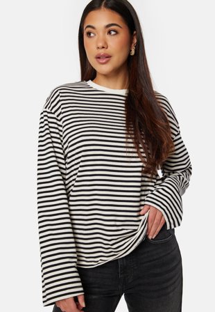Pieces Pcsadie LS Top Cloud Dancer Stripe: Klær