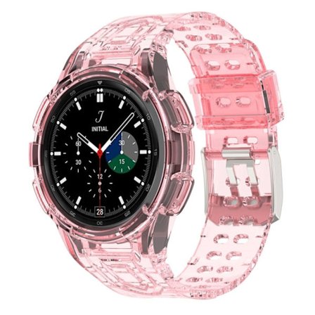 Samsung Galaxy Watch 4 Classic (46mm) integrerat klockarmband och fodral - Transparent Rosa