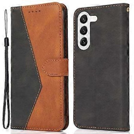 Deksel til Samsung Galaxy A26 5G Farge Splitting Lommebok Stativ Lær Telefonveske med Håndleddsstropp (Stil A)