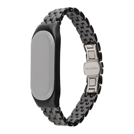 Xiaomi Mi Smart Band 6 / 5 klockarmband i rostfritt stål i keramisk stil - Fem Pärlor Svart