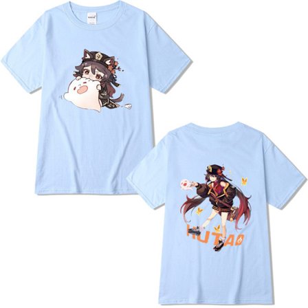 Genshin Impact Valnöt T-shirt Par T-shirt wathet