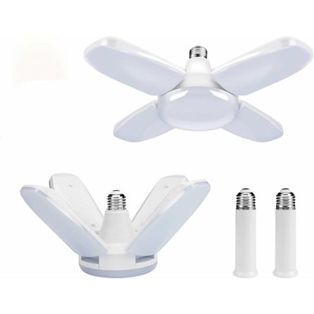 2-pakkaus LED-tallivalo, 60 W E27 6000 K muotoiltava työpajavalo 4 säädettävällä paneelilla LED-kattovalo talliin, työpajaan, varastoon, kellariin,