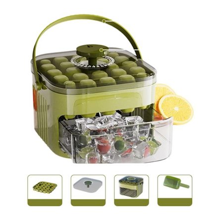 Gjenbrukbar press-type isboks med lokk og beholder ismaskin form Enkel utløsning isbrett oppbevaringsboks for frysere Holdbar