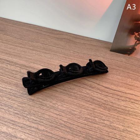 Flocked Bangs Hårklämma Svart Huvudbonad Dam E Barrettes Hårgr