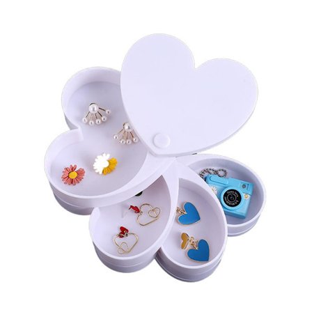 Hjerteformet Roterende Smykkeskrin 4-lags Organizer til Armbånd Ringe Halskæder