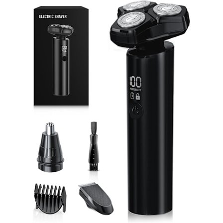 Elektrisk barbermaskin for menn 10 000 RPM kraftig motor, IPX8 vanntett USB hurtiglading med 5-minutters hurtigbarbering og reiselås, våt/tørr skjegg