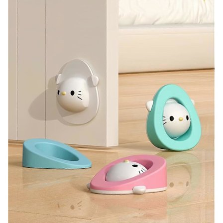 3 stk. Dørstopper, Dørstoppere, Dørkile, Dørstopper og Veggdørhåndtakstopper, 2-i-1 Kombinasjonssett, Tegneserie Katt Gummi Dørkile