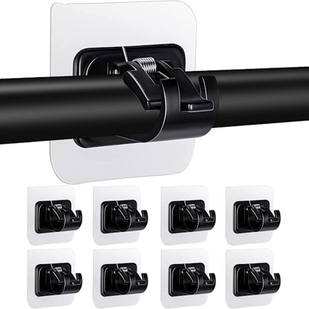 8 pak gardinstangbeslag ingen boremaskine stang klar selvklæbende stangbeslag, sort