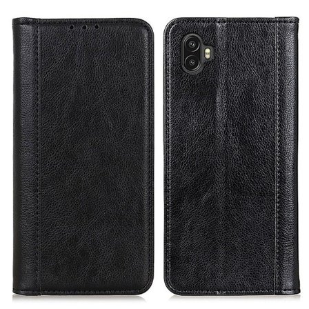 Aito nahkakotelo magneettisuljuksella Samsung Galaxy Xcover 6 Pro - Musta