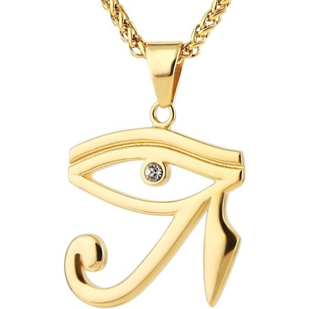 CZ Eye of Horus Egypt Protection Pendant på rostfritt stål halsband
