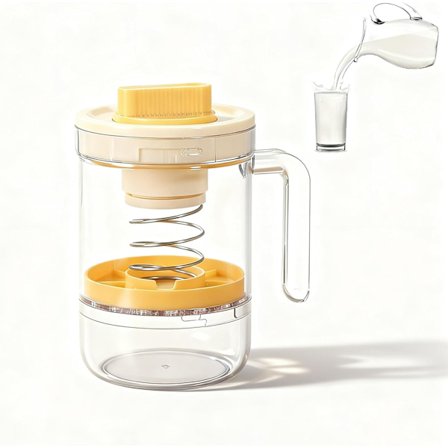 Gresk yoghurt sil med fjærpress - Justerbar knott, 450g BPA-fri beholder & 270ml myseoppsamler (Gul)