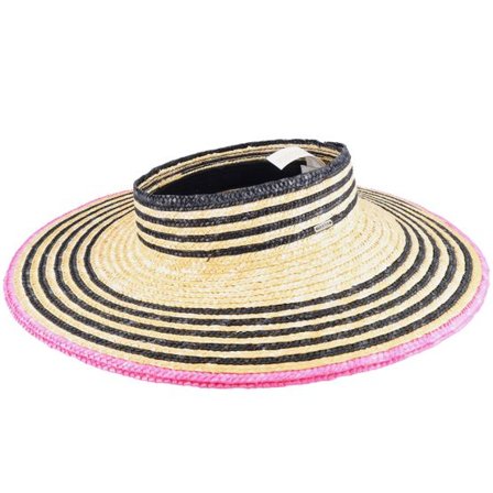 Brixton - Beige straw Hatt - Joanna Visor Honey/Black/Pink Straw Hat @ Hatstore