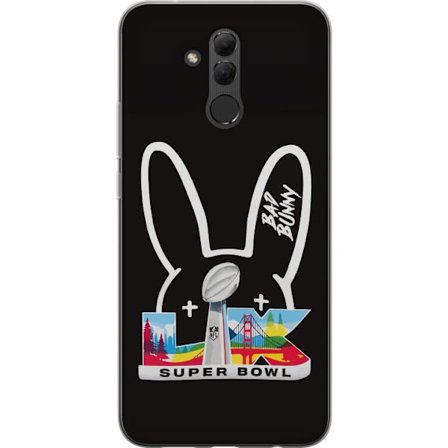 Kompatibelt Mobildeksel til Huawei Mate 20 lite Bad Bunny portrett med åpen skjorte, tatoveringer og krøllete hår i stilfull motefotografering