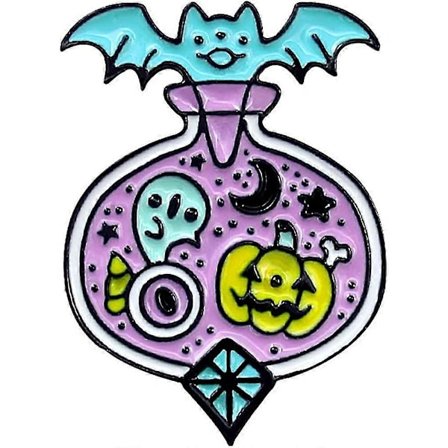 2025 Märke Unik Tecknad Fladdermus Pumpa Vagn Emalj Brosch Nål Denim Märke Halloween Dekor