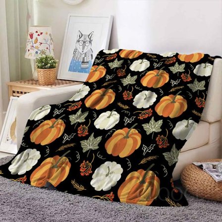 Halloween tæppe - Flannel tæppe 3D mønster Trick or Treat græskar spøgelse 50"x60" - Til fest sofa seng stue stil 2