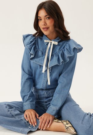 ONLY-Onlindigo Frill Stud L/S DNM S-L