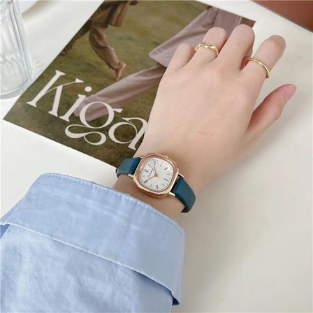 Retro Firkantet Quartz Digital Mini Urskive Casual Armbåndsure Læderrem Moderigtigt Ur Vandtæt Armbåndsur til Kvinder