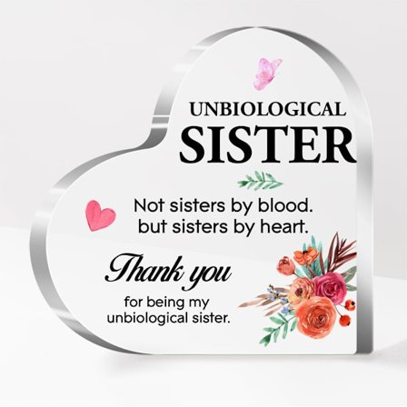 Tackgåvor till icke-biologisk syster, icke-biologiska systergåvor till födelsedag jul, dekorativ akrylplatta