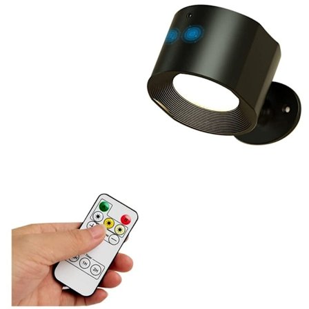 LED væglampe med genopladelig dæmpning og 360° farvetemperaturjustering Magnetisk rotationsbeslag Fjernbetjening