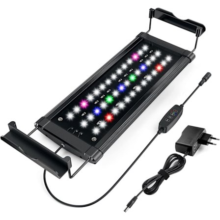 Full Spectrum LED Aquarium Light med uttrekkbare braketter, Aquarium Lighting, Led Fish Tank Lighting Light, egnet for ferskvannsakvarier/