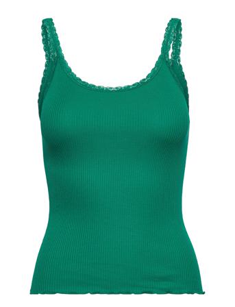 Cotton Top Regular W/ Lace Top Ærmeløs Top Grøn Barbara Kristoffersen By Rosemunde