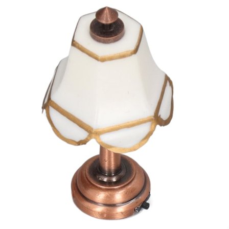 Miniatyr Lampa 1 12 Skala Vit 6 cm Höjd Batteridriven Metall LED Dockhus Lampa Dekorationsrekvisita