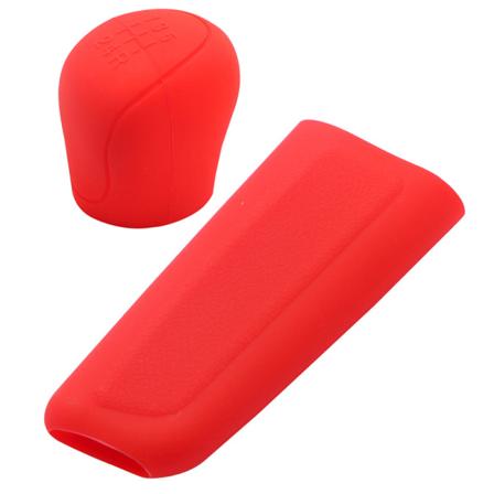 Bil Auto Manuell Silikonväxling Växelhuvud Knopp Cover Handbroms H Red