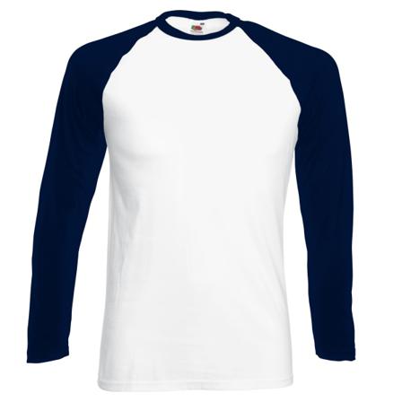 Fruit Of The Loom Långärmad Baseball T-shirt För Män L Vit/dee