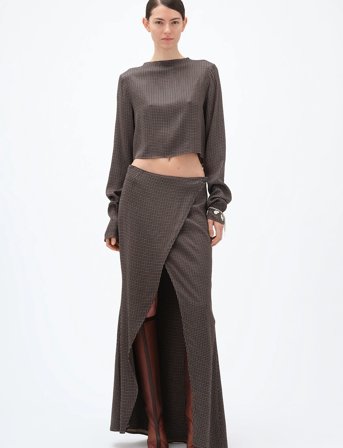 REMAIN Birger Christensen Maxi Check Skirt - Brown - 34