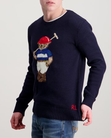 Polo Ralph Lauren Polo Bear Crewneck Sweater Sininen Villapuserot Pojat - Kids Brand Store