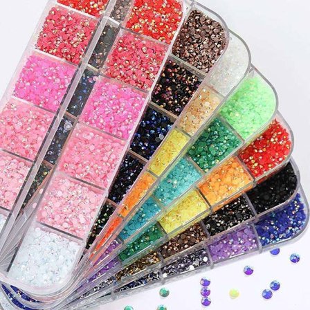 Rhinestone, olika storlekar, Nageldekorationer, MultiColor