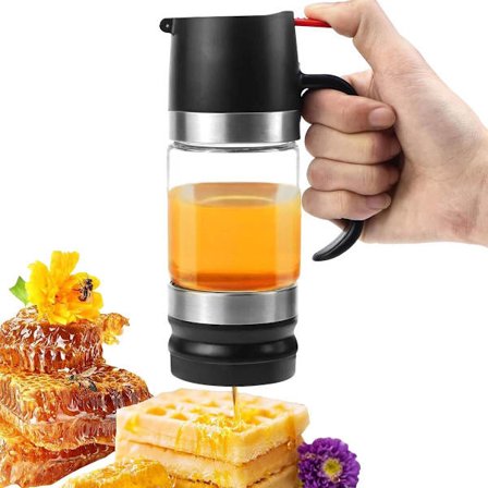 Allecto Premium - Drypfri honningdispenser i glas 350 ml m/ håndtag - transparent glas - tryk - dryp