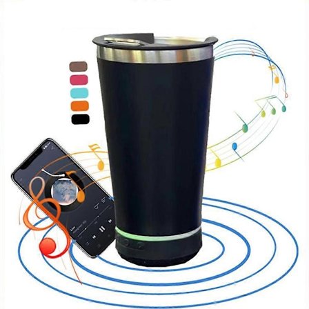 16oz Bluetooth Högtalare Mugg, Personlig Musik Högtalare Tumbler Mugg, Livsmedelsklassat Rostfritt Stål Vattenflaska Öl Mugg Gåva för Män Kvinnor