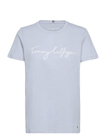 Crew Neck Graphic Tee T-shirt Top Blå Tommy Hilfiger