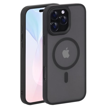 iPhone 16 Plus Matt Svart Magsafe Skal - Slittåligt och Stöd för Trådlös Laddning