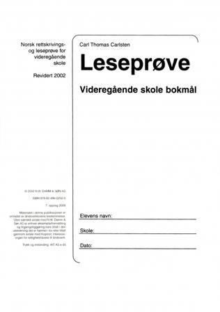 Leseprøve videregående skole - Bok av Carl Thomas Carlsten - Paperback