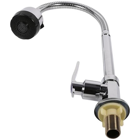 Vridbar pip i zinklegering, enhandtags köksblandare med handdusch, kallvattenkran