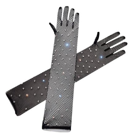 Kvinder Fishnet Handsker med til Rhinestone Fish Net Mesh Arm Langærmet Sparkly G