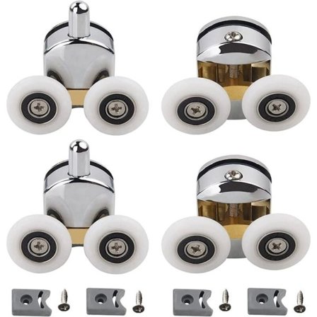 IC-set med 4 dubbla hjul - för skjutdörr till dusch, 2 hjul 23mm