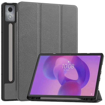 Fodral för Lenovo Idea Tab Pro Tri-Fold Ställ Läder PC Tablet Skydd med Pennhållare - Grå-Xin